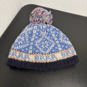 French Knot Wool Winter Hat Made in Nepal Fleece Lined Women's OSFM Pom Pom Cap